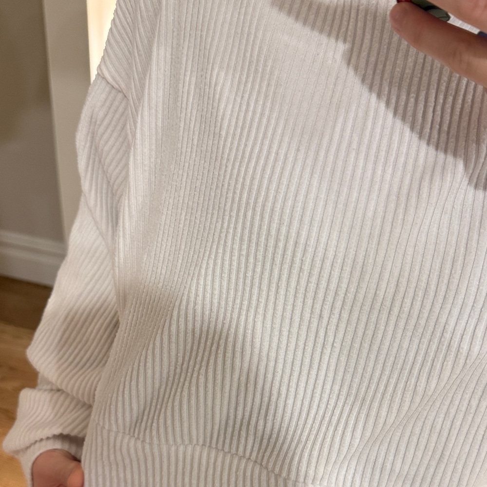 ALO Cream Ribbed Hoodie - Picture 5 of 13